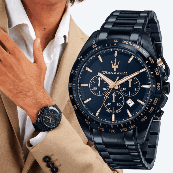 Мъжки часовник Maserati R8873612054 Traguardo, син с черен циферблат, кварцов механизъм